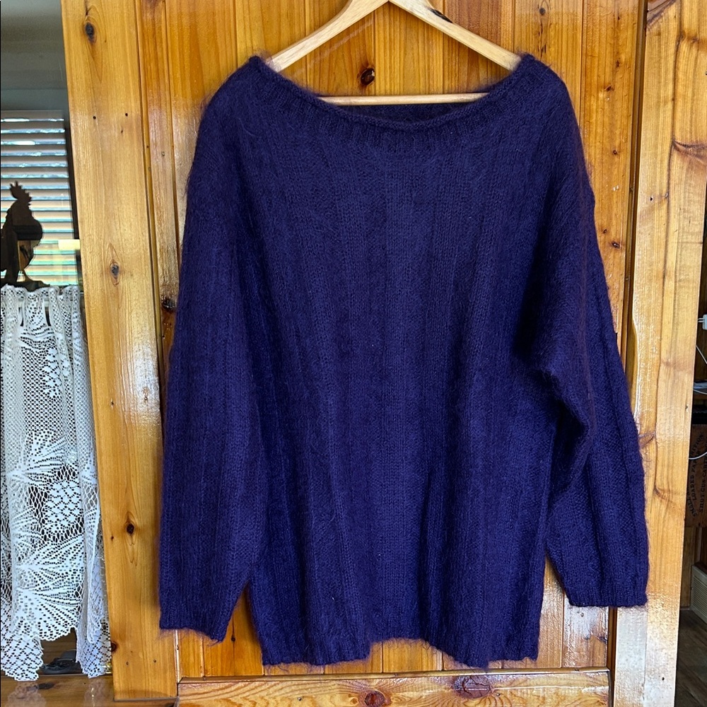 Spiegel Deep Purple Fuzzy Crewneck Sweater